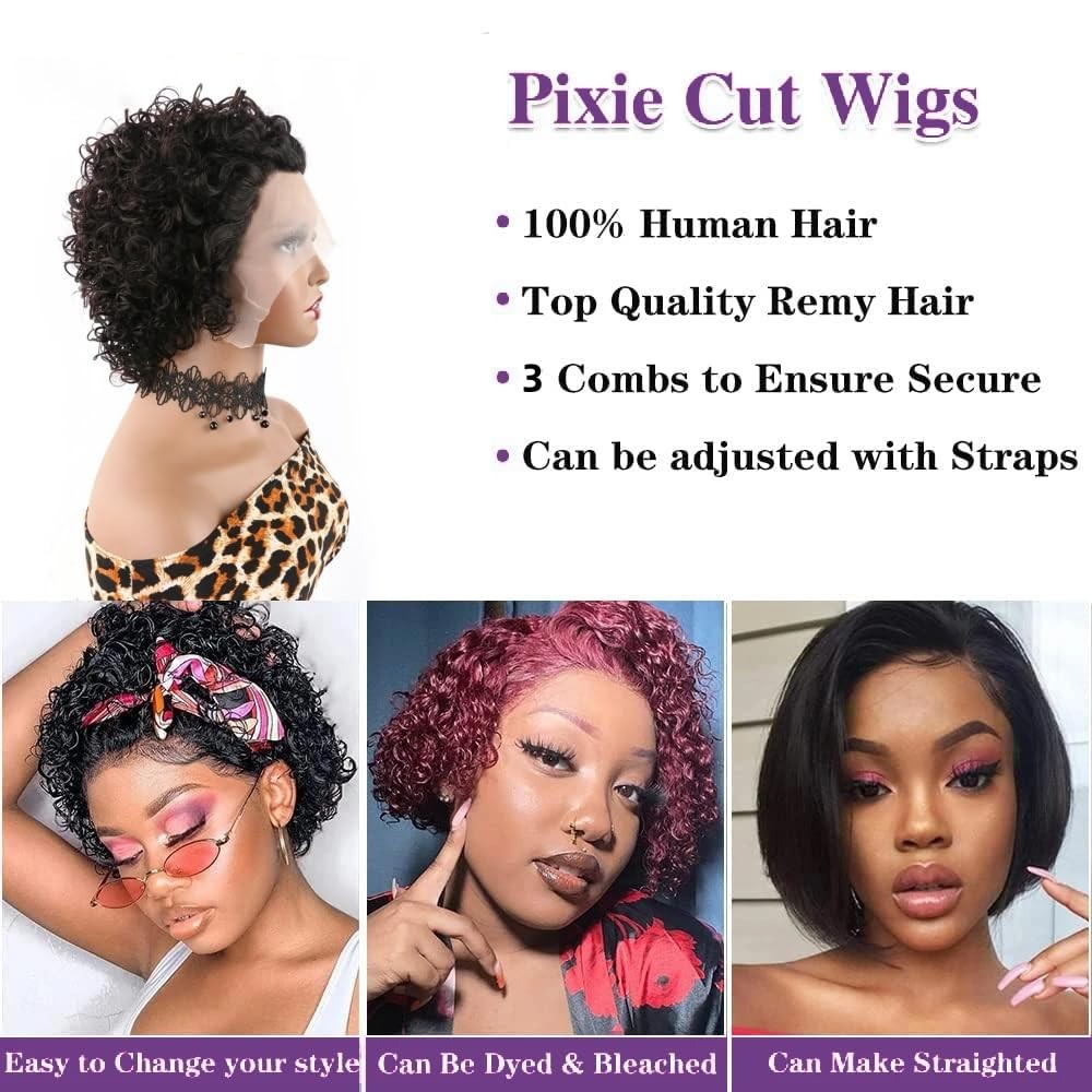 Yiifiulyn 6 Pixie Cut Wig Human Hair, Short Curly 13×1 Lace Front Human Hair …