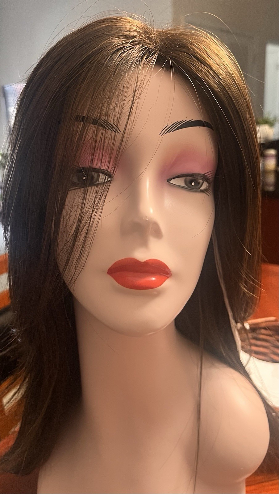 Rene of Paris Laine Wig Ginger Brown Straight Layered Side Part Basic Cap