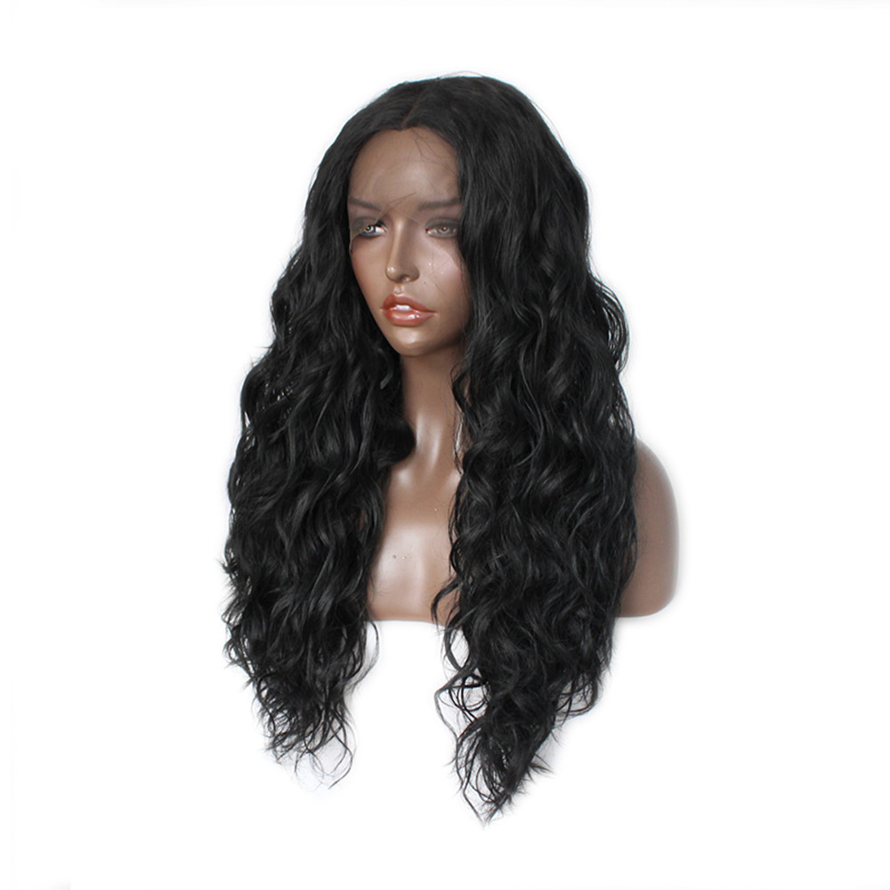 Water Wave Synthetic Lace Front Wig Baby Hair Glueless Heat Resistant Fiber Hair