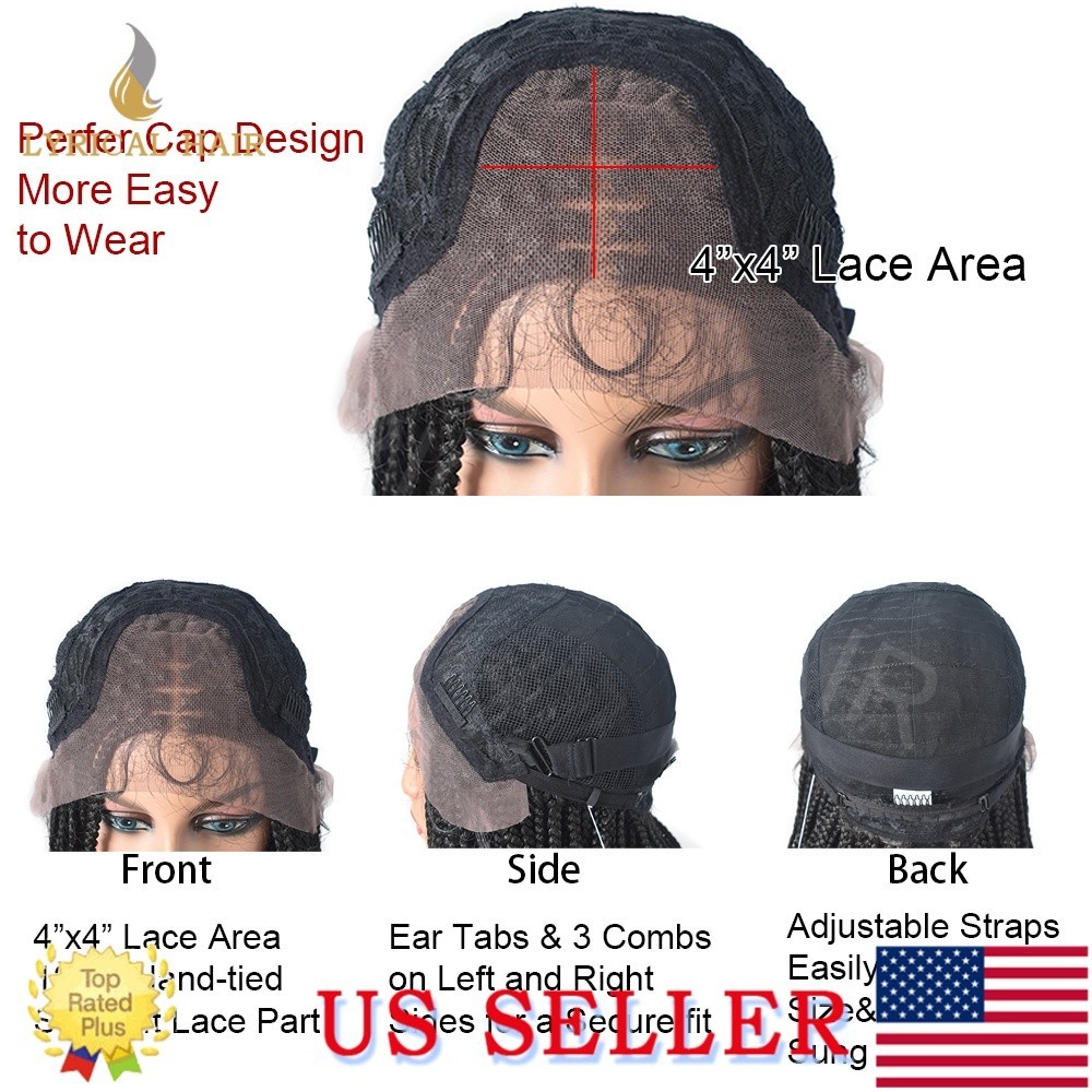 Hand Braided Lace Front Wigs For Black Women Box Braid Wig Synthetic Braids Hair