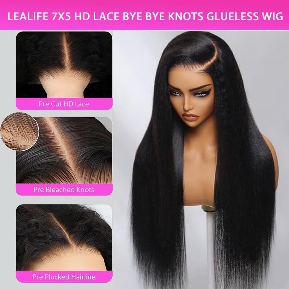 24 Inch 200% Density HD Lace Glueless Wig, Pre Plucked & Bleached, Straight Clos