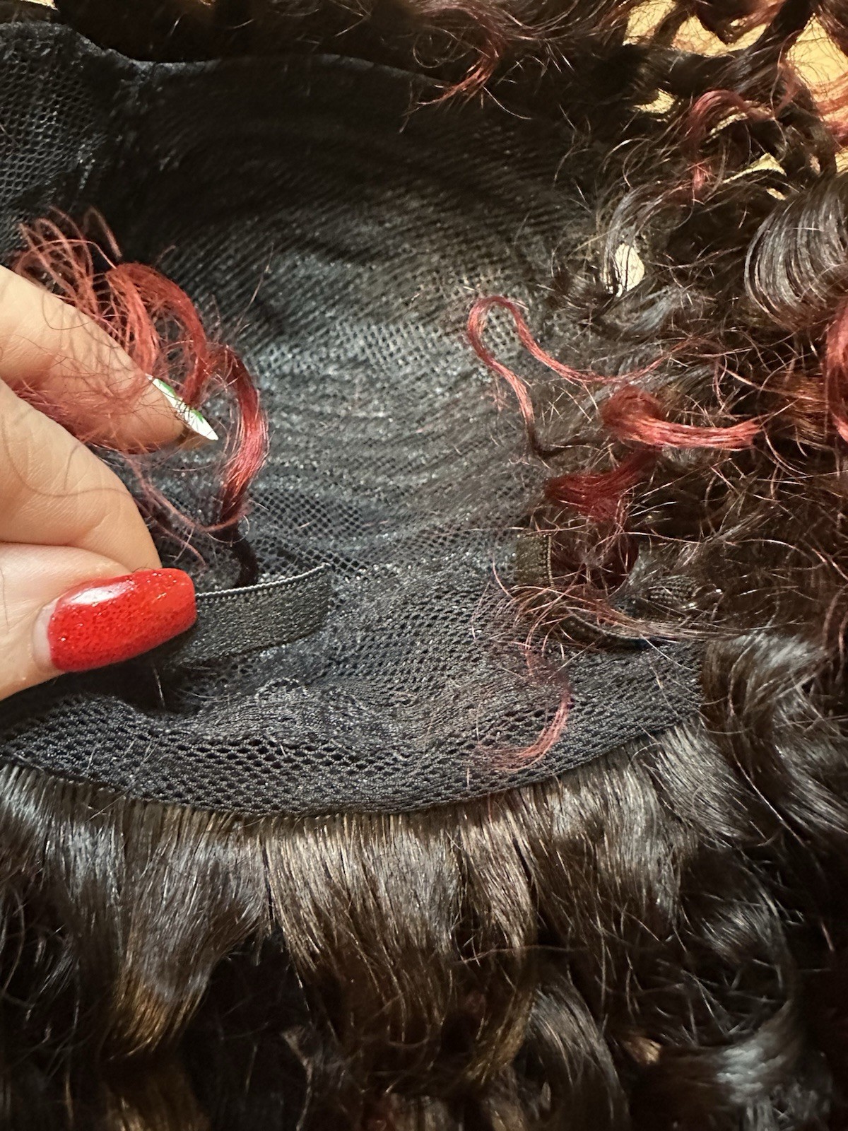 1B/burgundy Curly Synthetic Wig