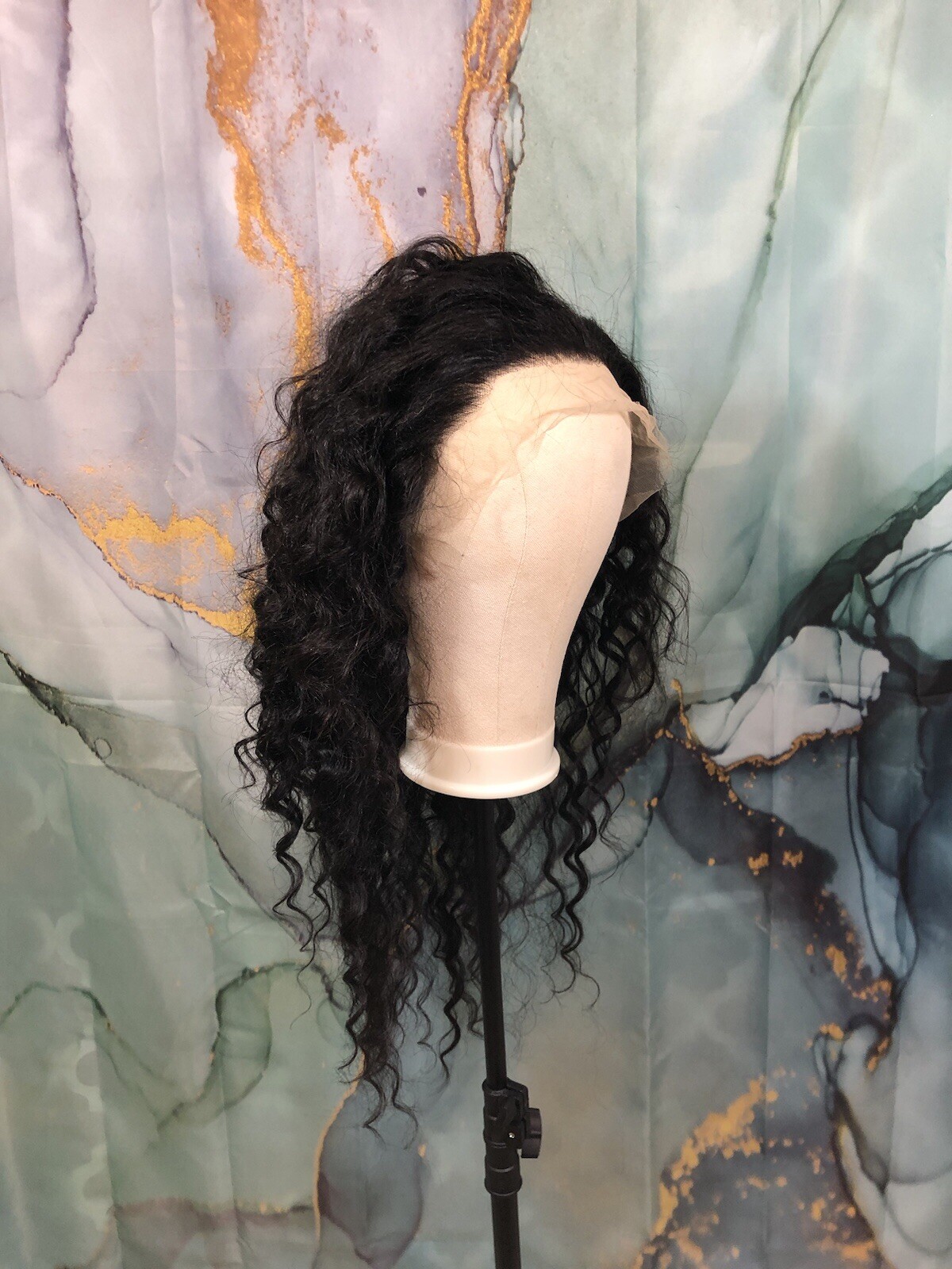 Human Hair Wig 28 Inch Natural Black Deep Curly 13×4 Preplucked Lace Front New