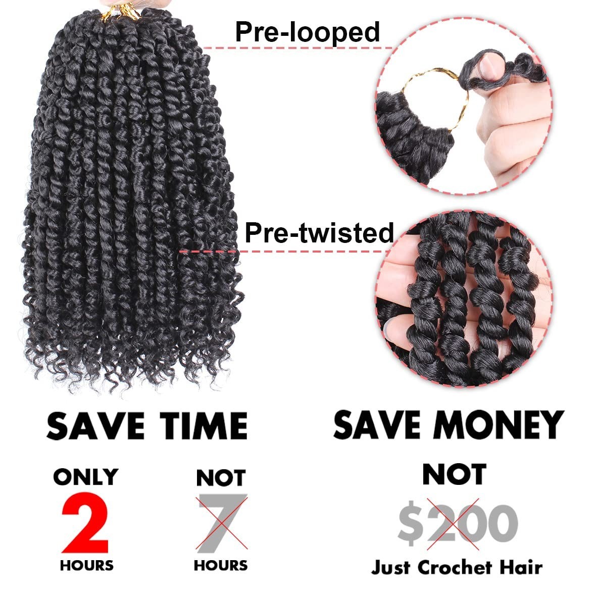 10 Inch Pre-Looped Passion Twist Crochet Hair – 8 Packs Pretwisted Bohemian Brai