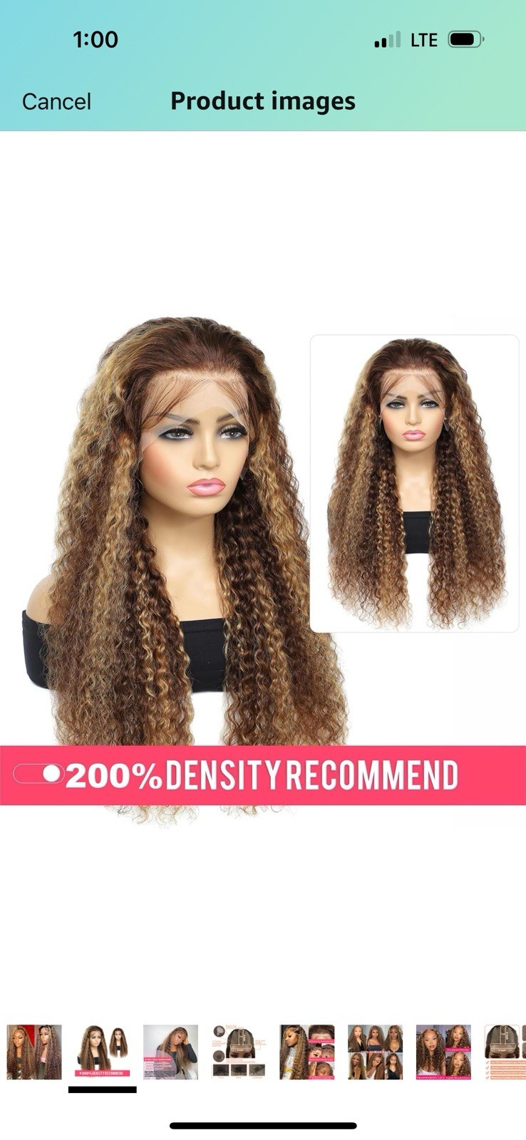 Fabimiya Human Hair Wig 5×5 Highlight P4/27 Brown Jerry Curly Lace Front 14 In