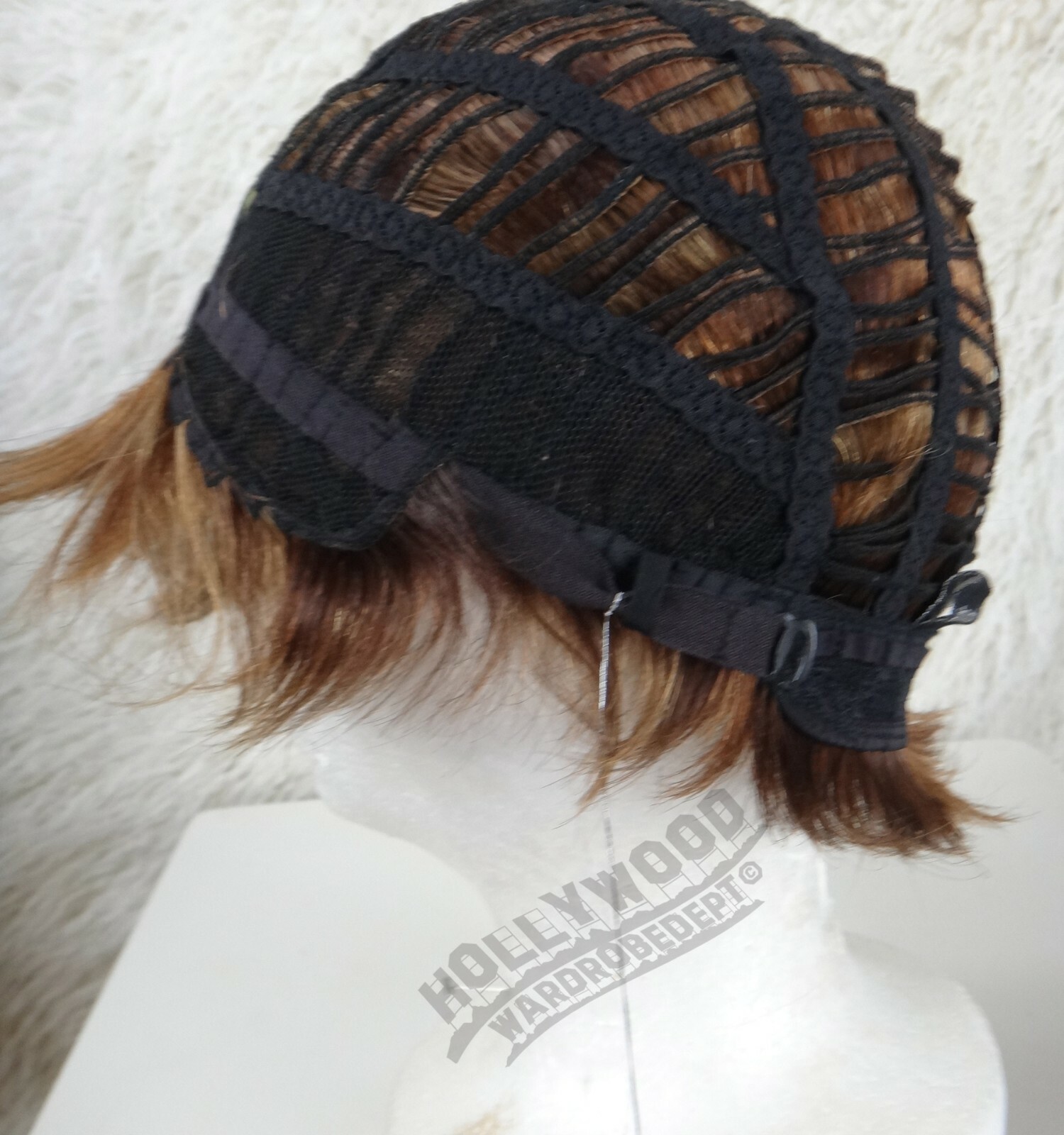 100% HUMAN Hair full wig medium Brown emo short asymmetrical wavy comb forward