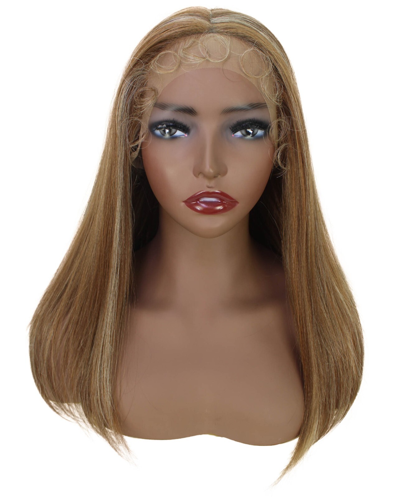 LUXLUXE Ebony Straight 21.5 inch Lace Front Wig Heat Resistant Fiber, BL-0166