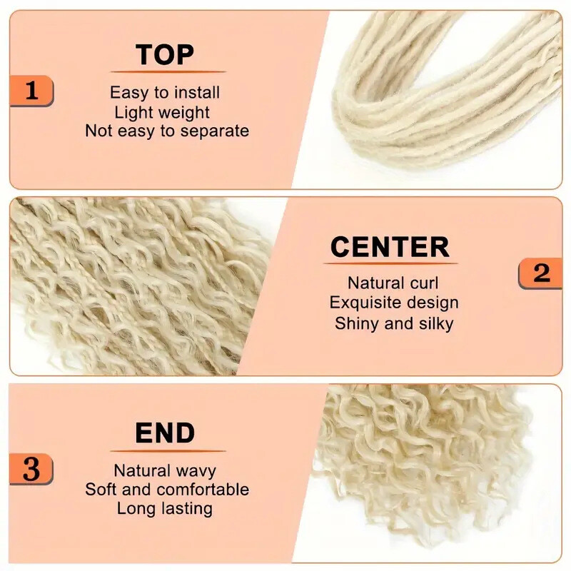 24inch Double Ended Dreadlocks Extensions 0.6cm Boho Curly Locs Synthetic Dreads