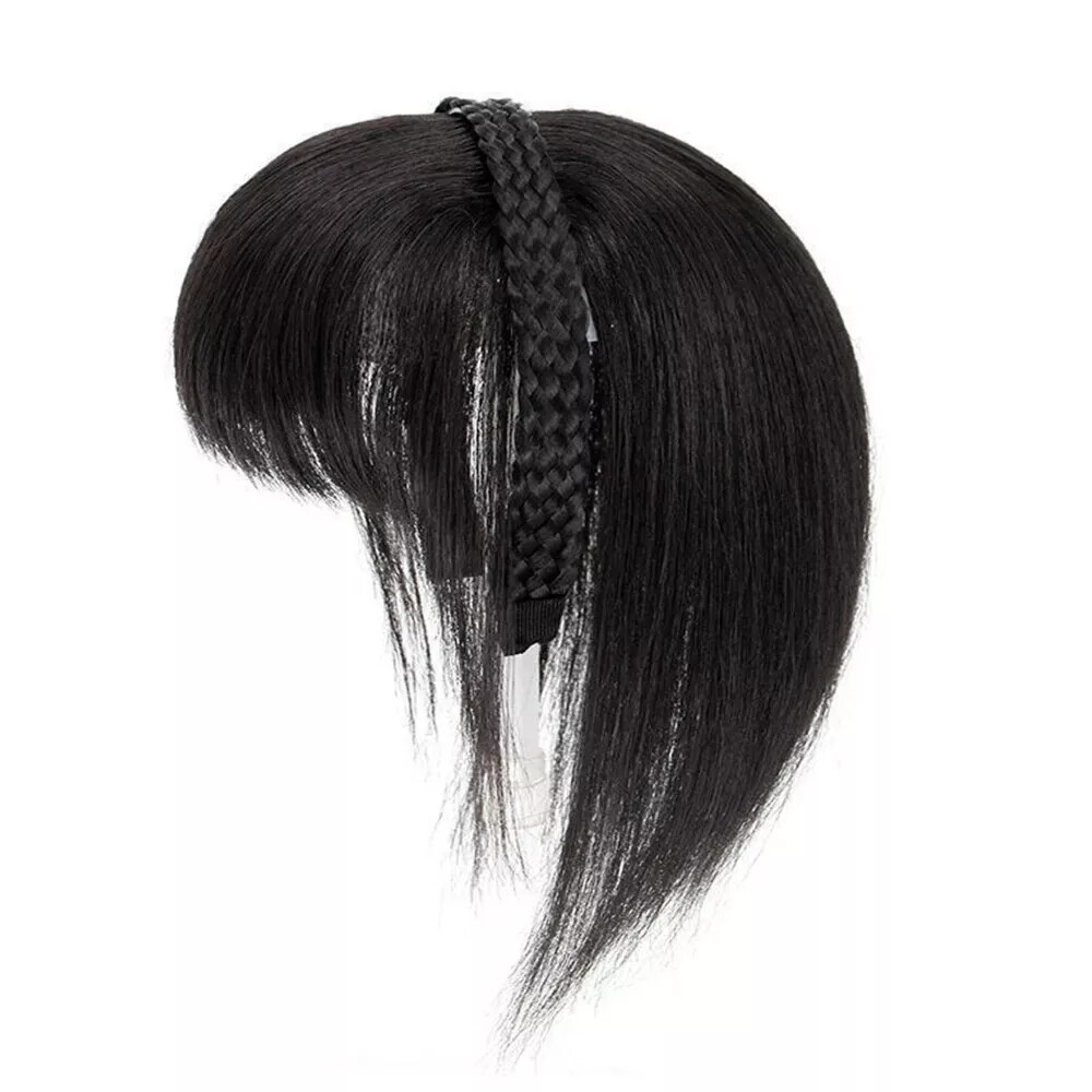 Natural Clip On Women Invisible Headband Synthetic Bangs Hair Extension Fringe