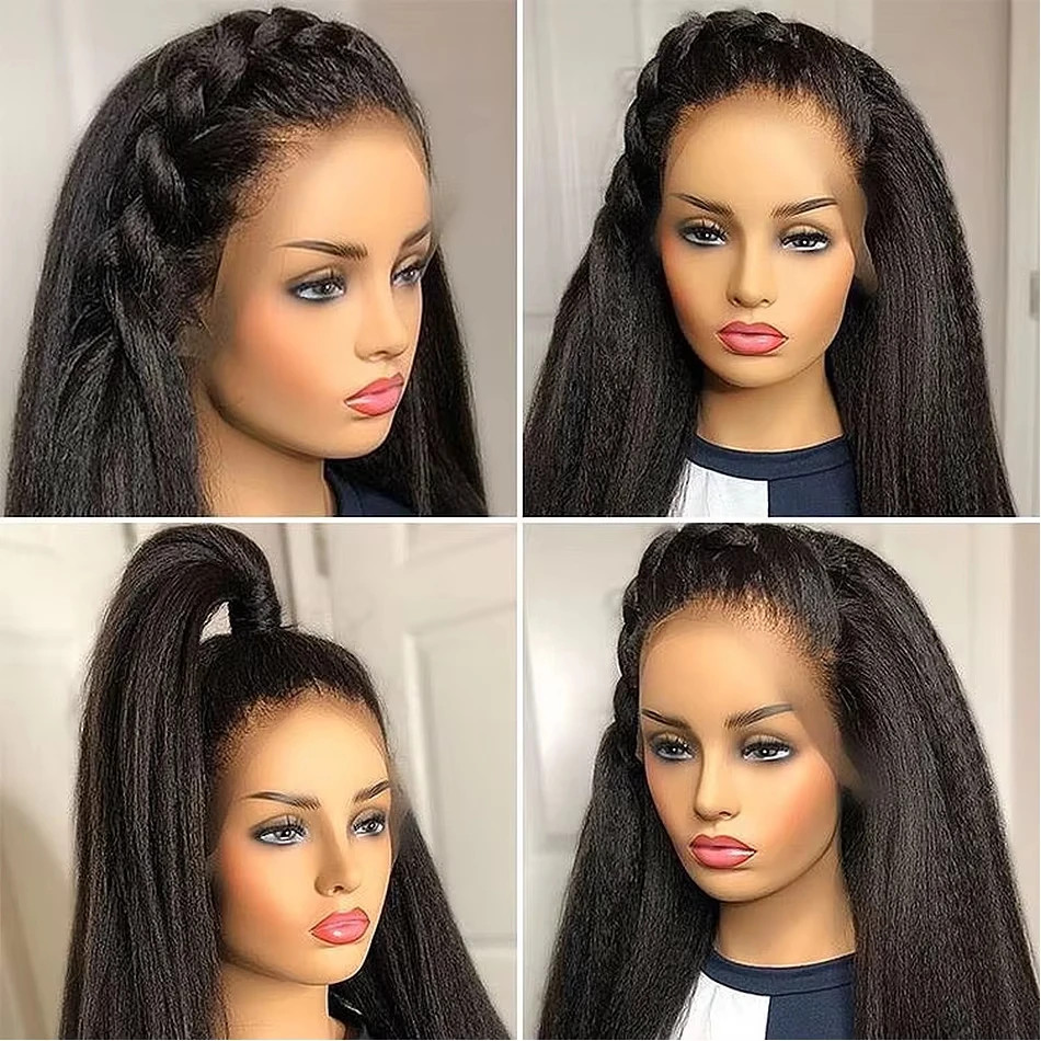 Heyju Wig Invisible Strap 360 HD Full Lace Glueless Wig Kinky Straight Lace