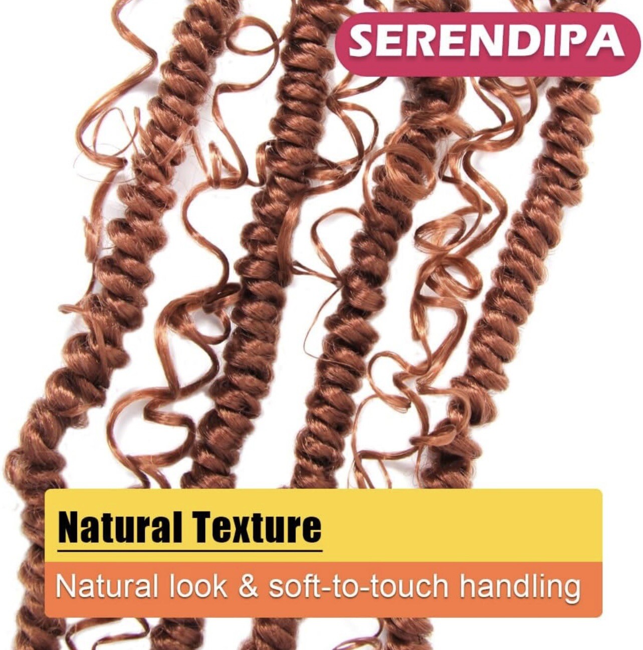 Serendipa Hair 8 Pks Passion Boho Twist Crochet 22″ Pre-looped 350# Ginger Red