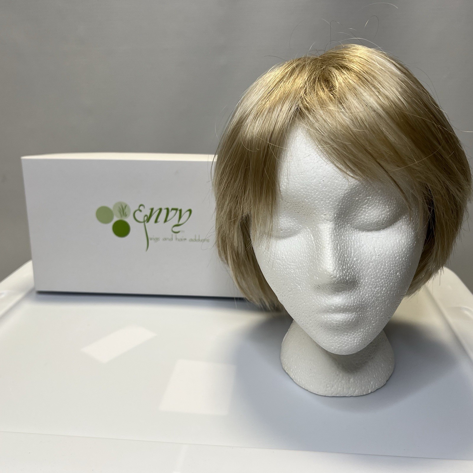 Francesca Wig By Envy Light Blonde Color Short Bob With Razor Cut Full Bangs