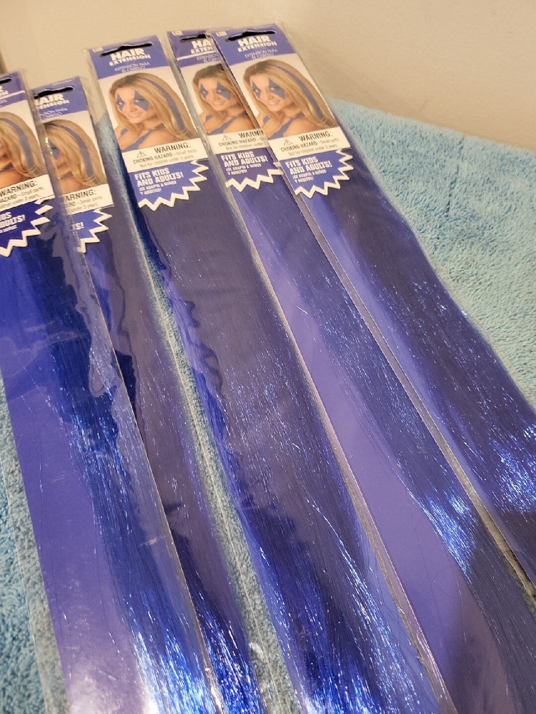 Hair Extension Blue Costume Cosplay 38.1cm 15″ Adults Kids 5 Packs New Sealed