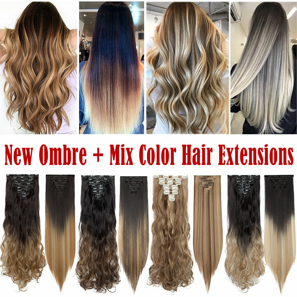 Smooth Thick Clip in 100% Real Natural as Human Hair Extensions 8Pcs Long Wavy H