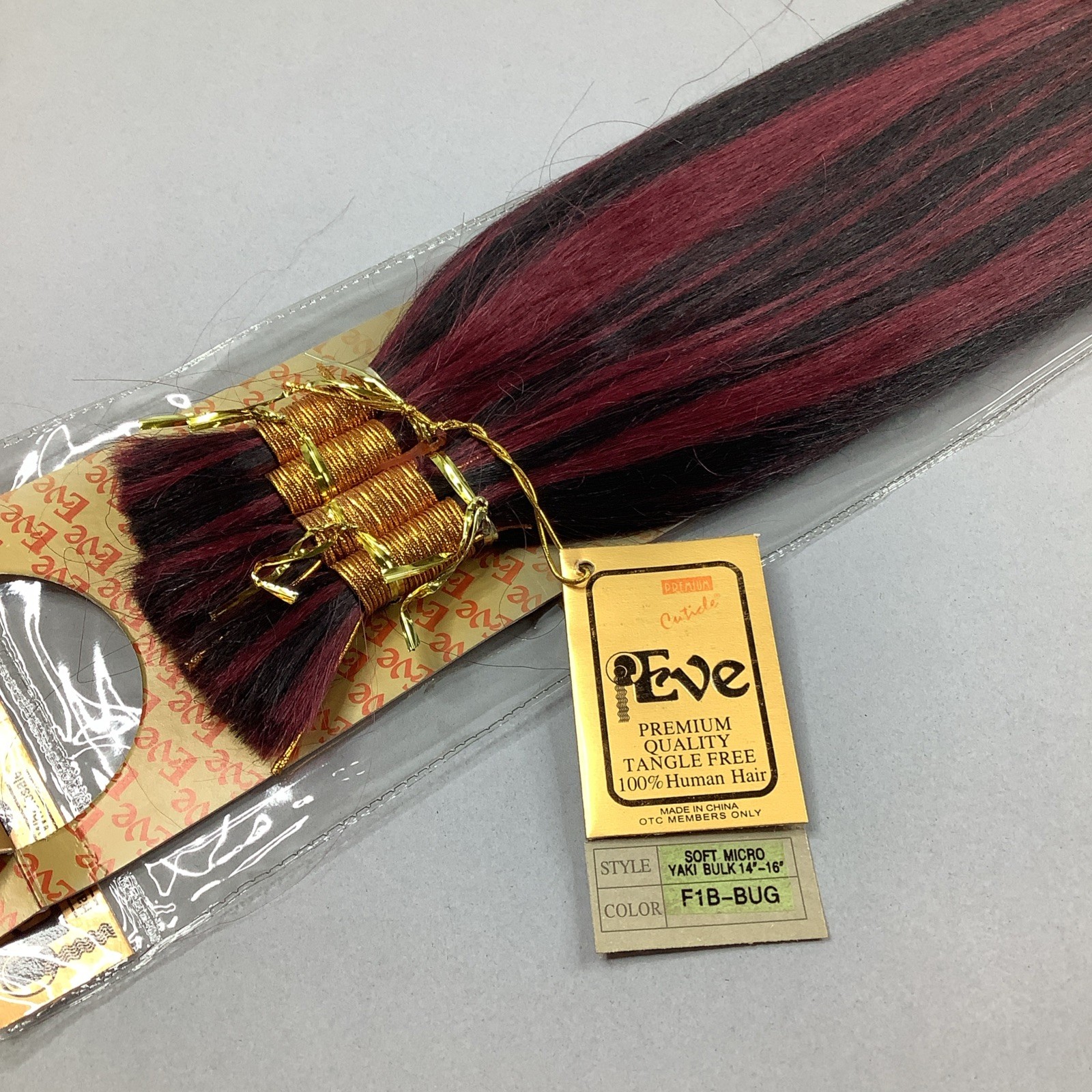 14” 100% Human Hair F1B/Bug Black Burgundy Straight Yaki Bulk Micro Braid Hair