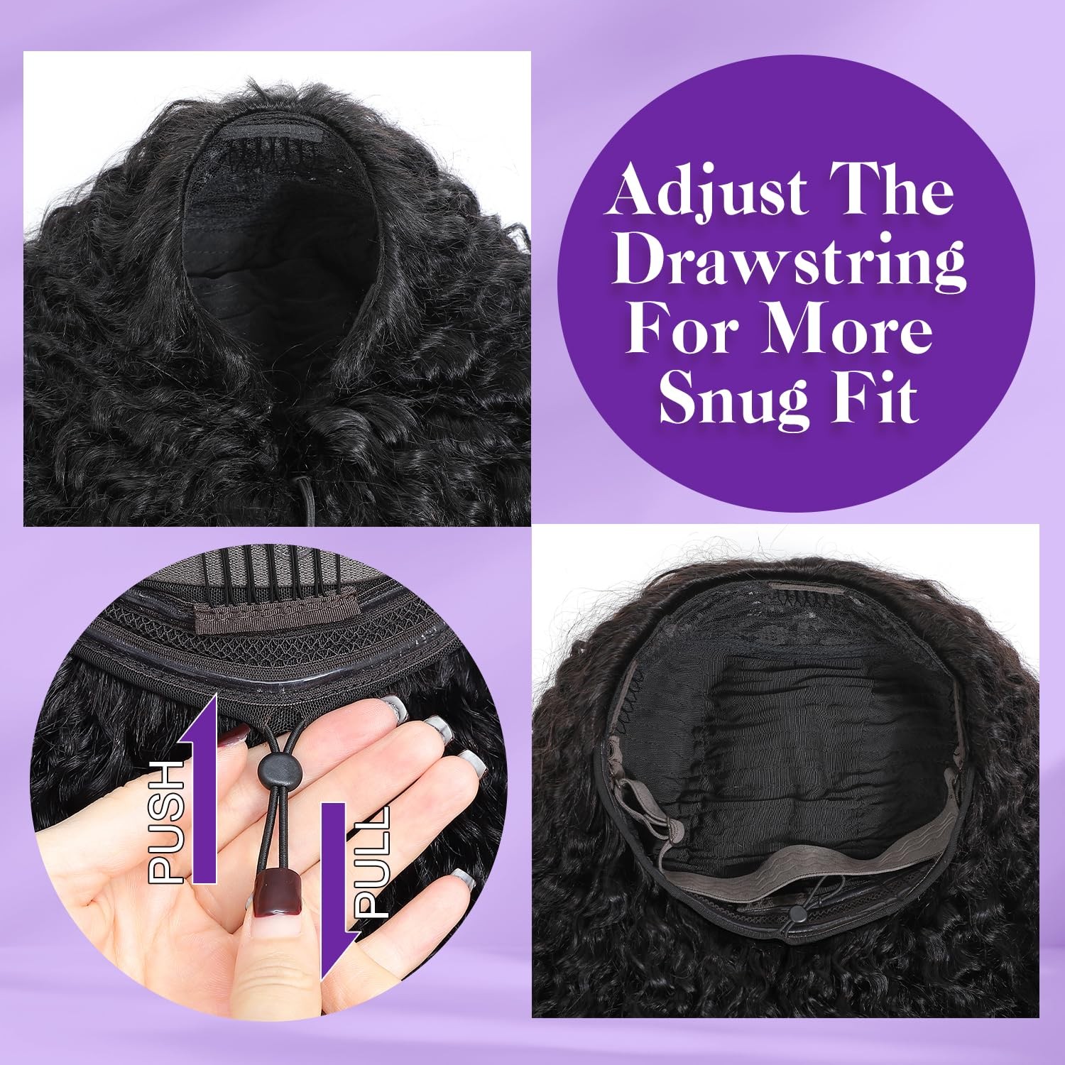 Wigcool Half Wig Human Hair Glueless Wigs Upgrade 3 In 1 Half Wig Drawstring