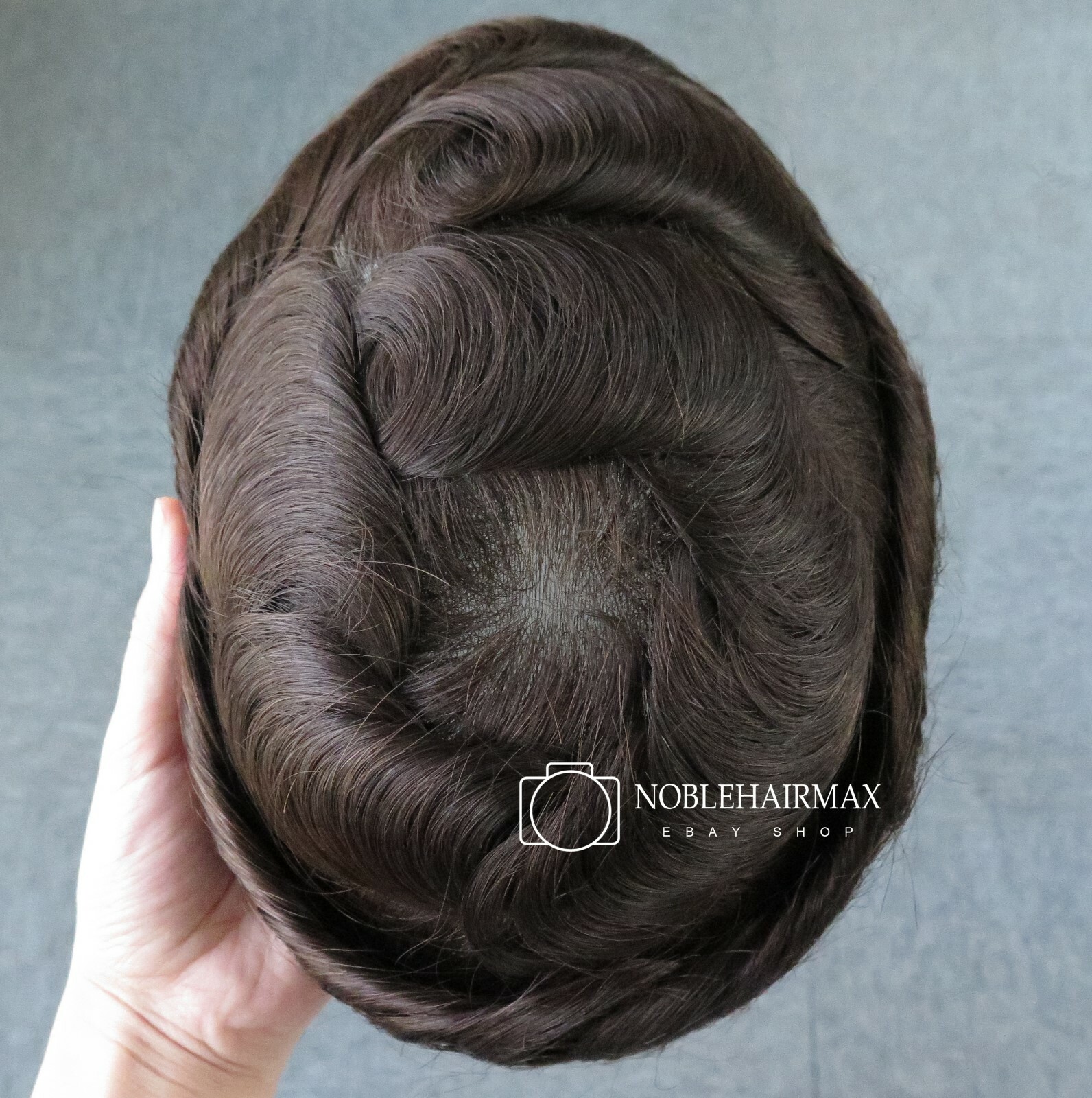 Natural Real Mens Hair Replacement System Ultra Thin Poly Skin Toupee Hairpieces