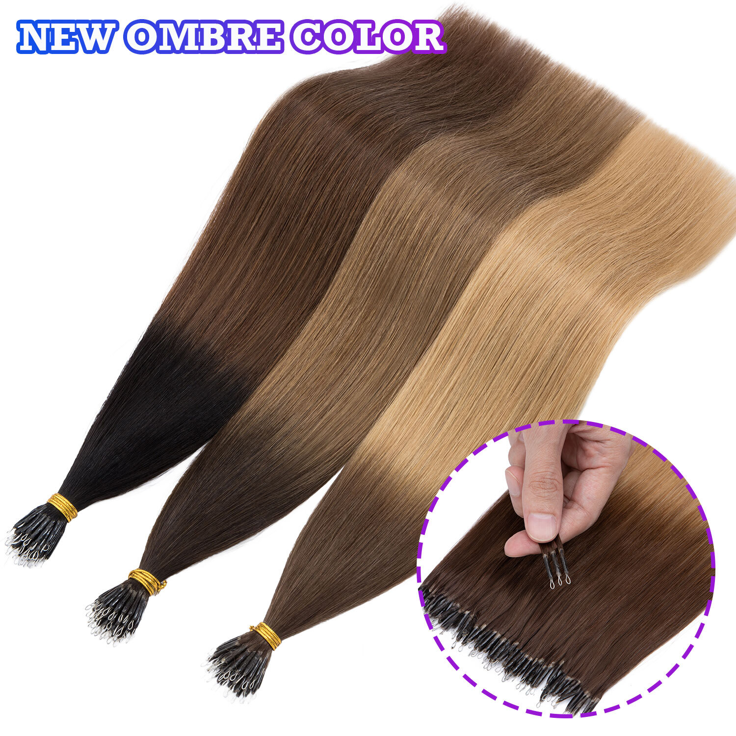 CLEARANCE Nano Ring 100% Human Remy Hair Extensions Micro Loop Beads Ombre 100pc