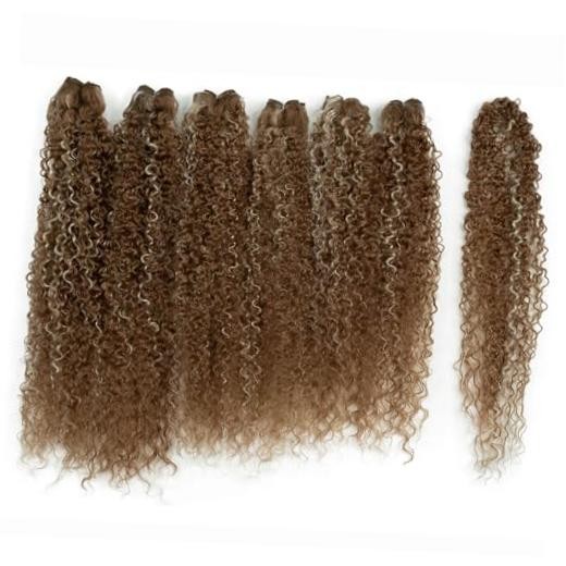 Synthetic Hair 7pcs Kinky Curly 22 24 26 Inches 6 Bundles Highlight Blonde 613