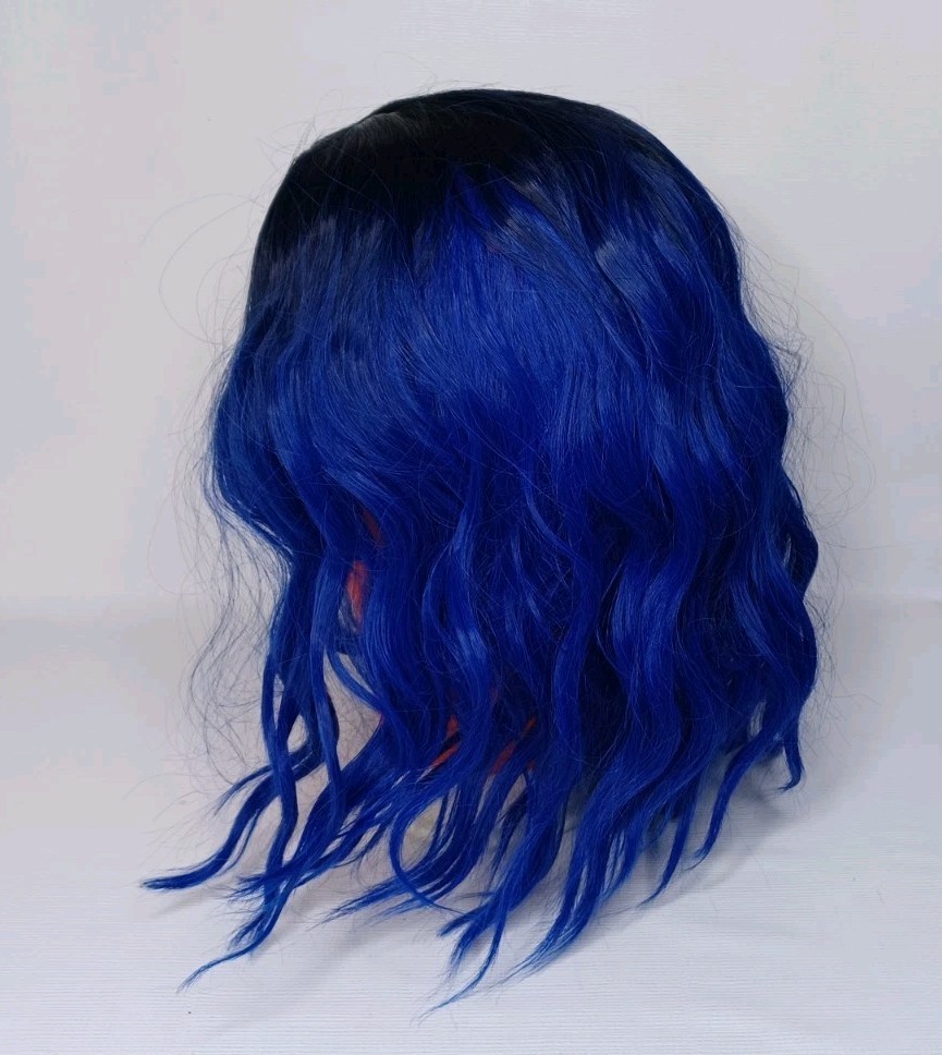 Shoulder Length Blue & Black Ombre Wig