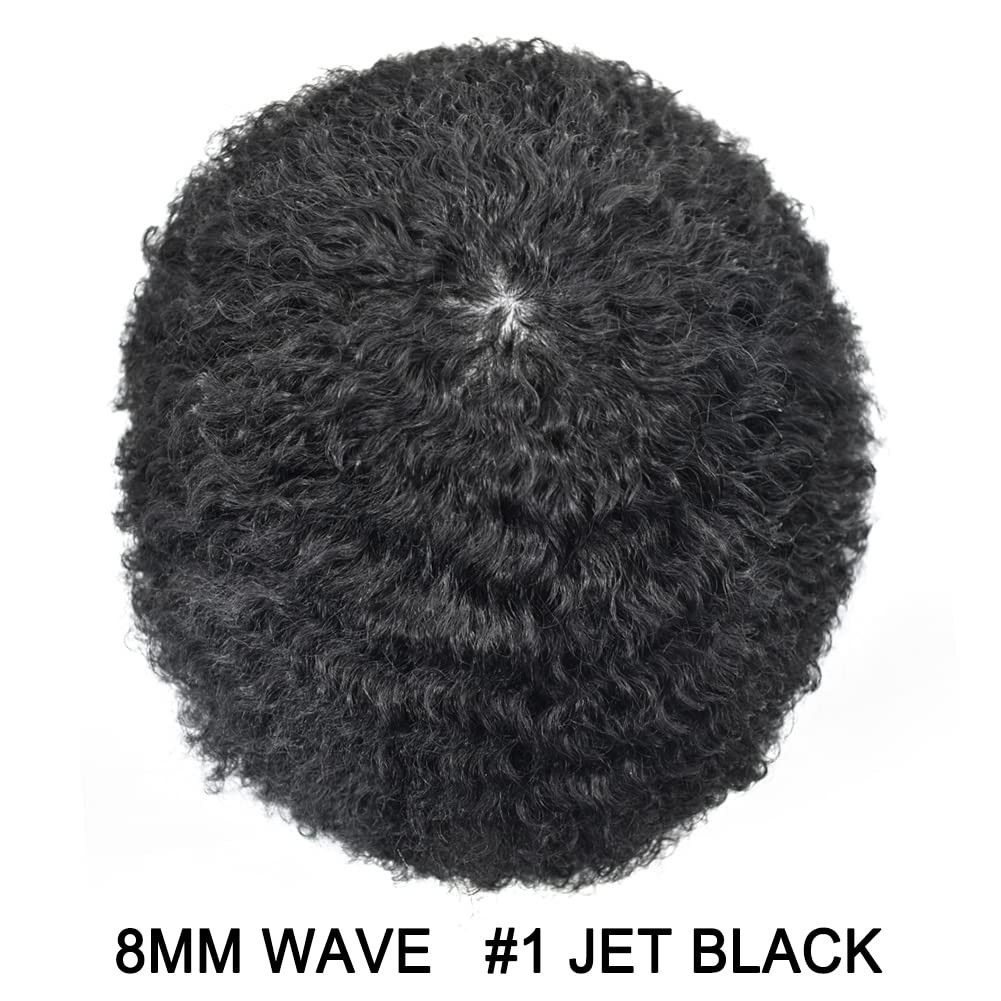 LYRICAL HAIR Hair Uints for Black Men 8mm Wave Kinky Curly Human Hair Full Poly