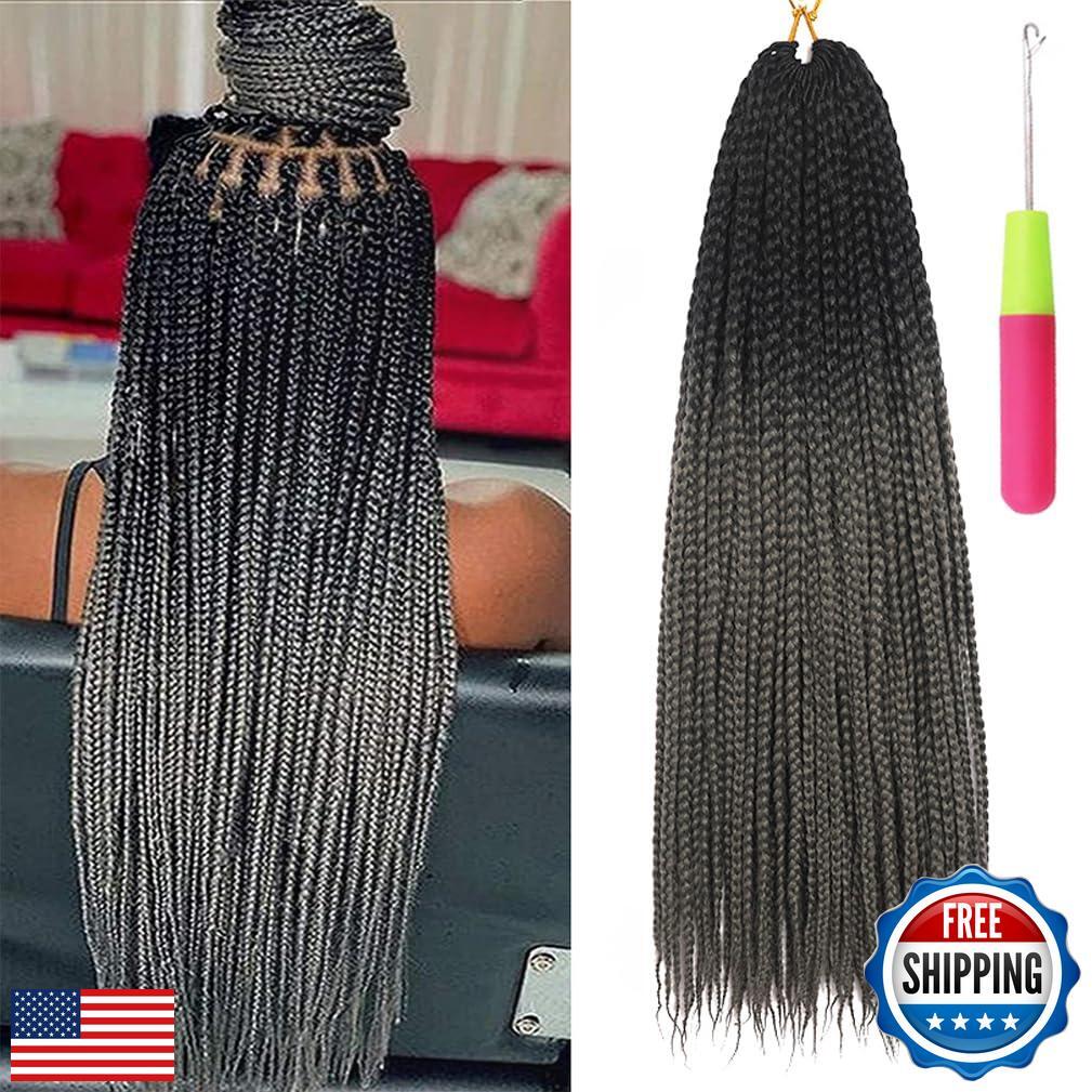 Box Braids Crochet Hair 24 Inch Prelooped Crochet Hair Extensions Hand Made 3