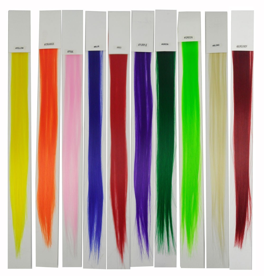 3 Assorted 20″ Long Color Synthetic Hair Extension Clip Party Cosplay