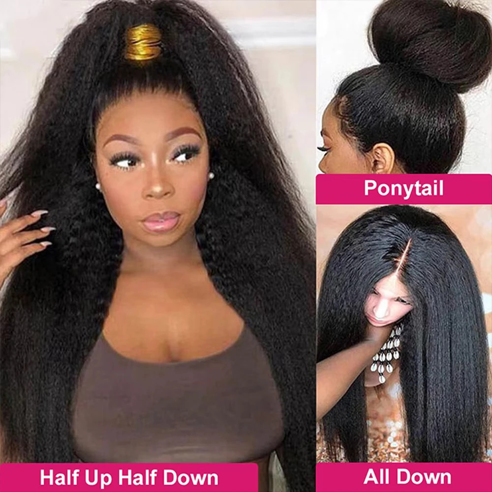Heyju Wig Invisible Strap 360 HD Full Lace Glueless Wig Kinky Straight Lace