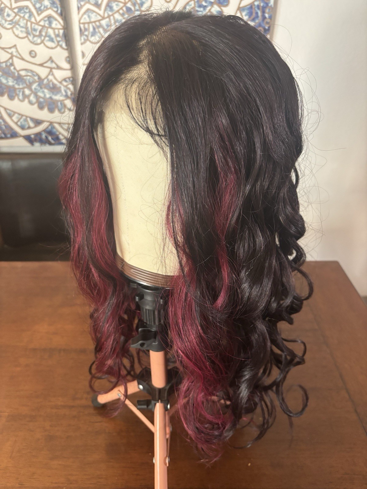 Lace Front Free Part Synthetic Brunette W/ Burgundy Peekaboo, Show Stopper New