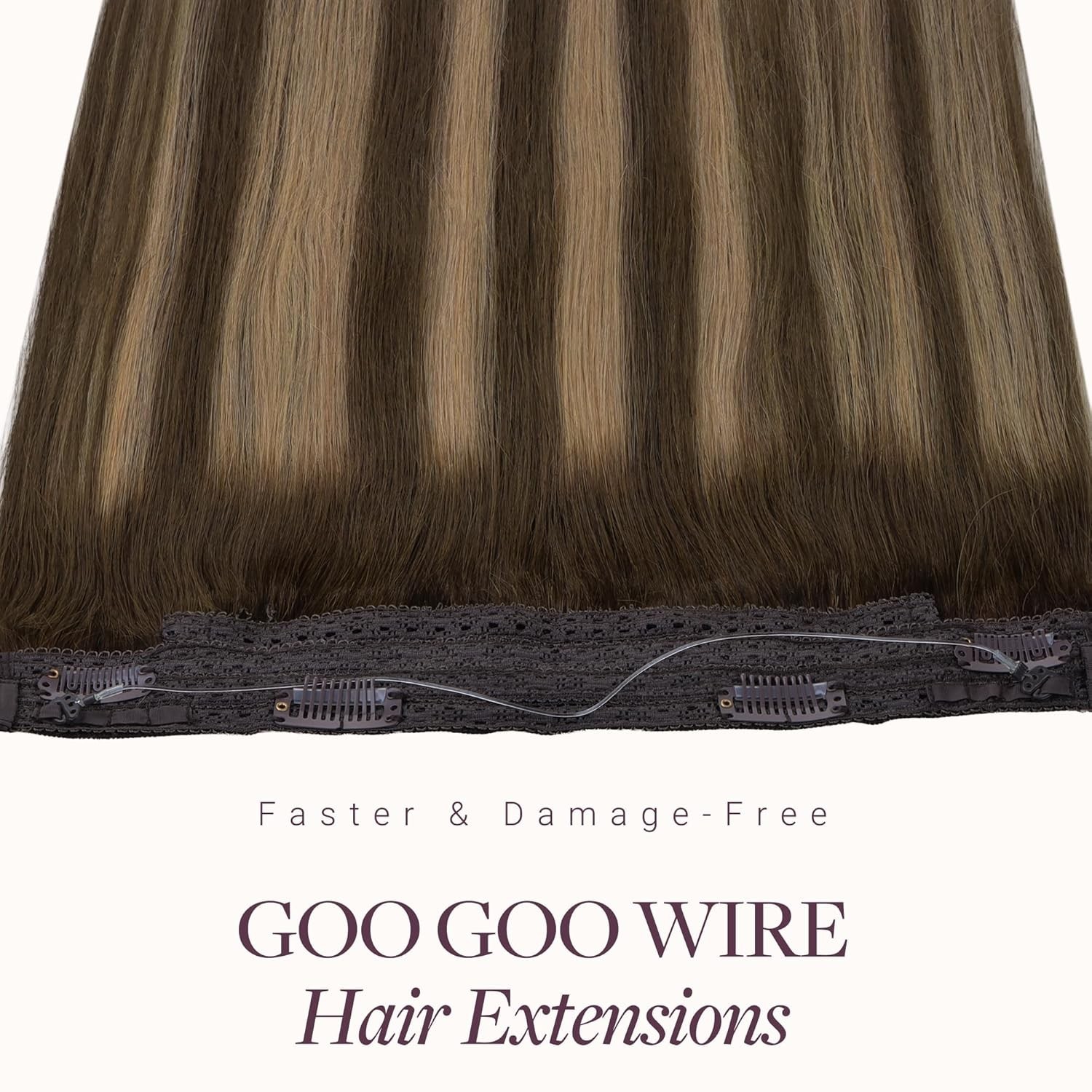 Goo Goo Wire Hair Extensions – 16″ 95g Multi-Tonal Balayage for Effortless Glam