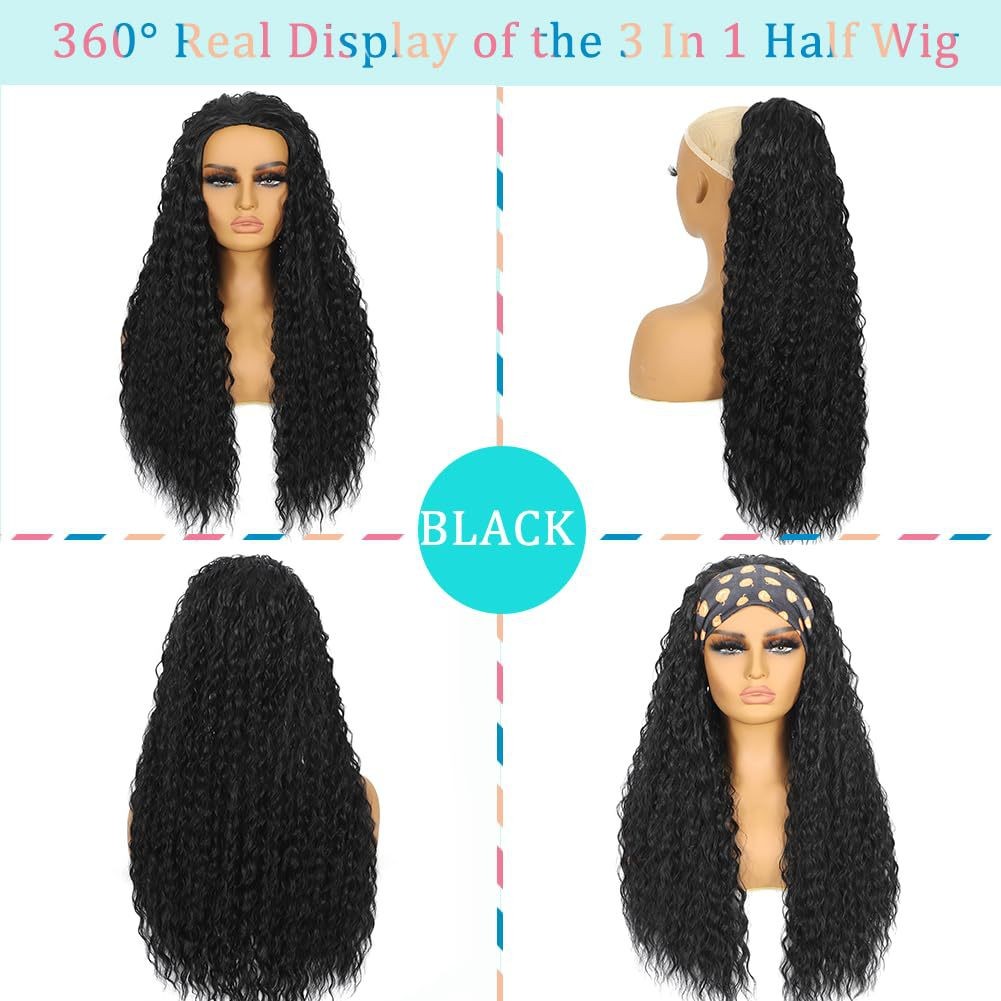 3 in 1 Multi-color Optional Small Kinky Curly Long Wig Heat Resistant Synthetic