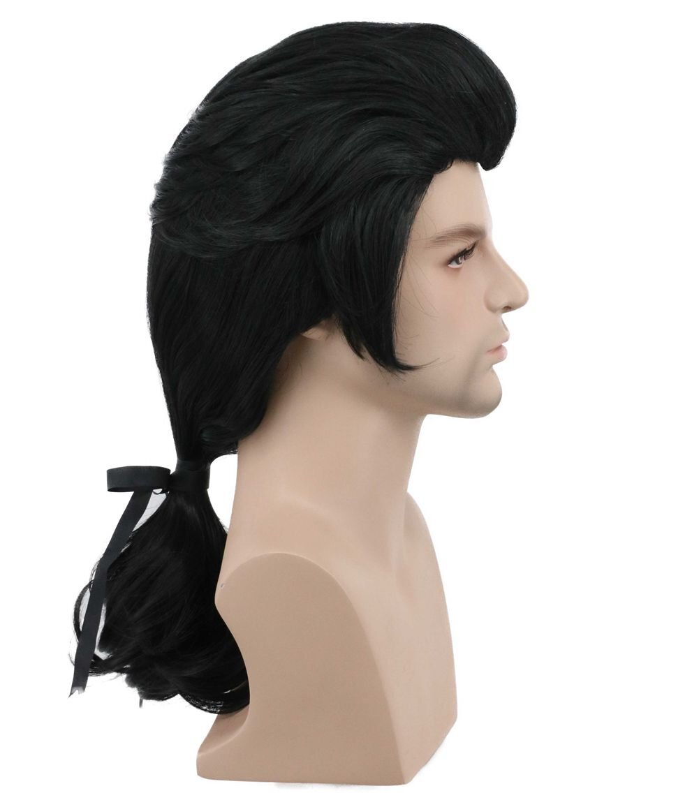 Men Long Wave Black Wig Gaston Colonial Wig Halloween Costume Cosplay Wig