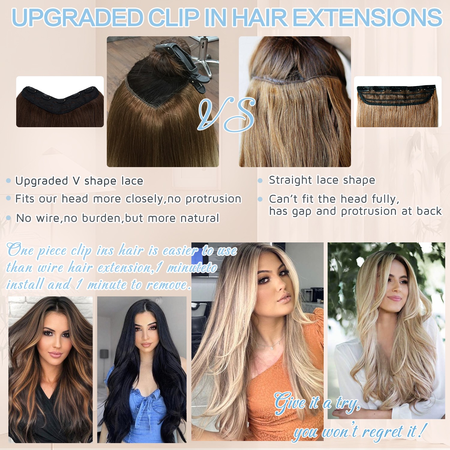 2026 100% Real Remy Human Hair Extensions One Piece Clip In Half Full Head Weft