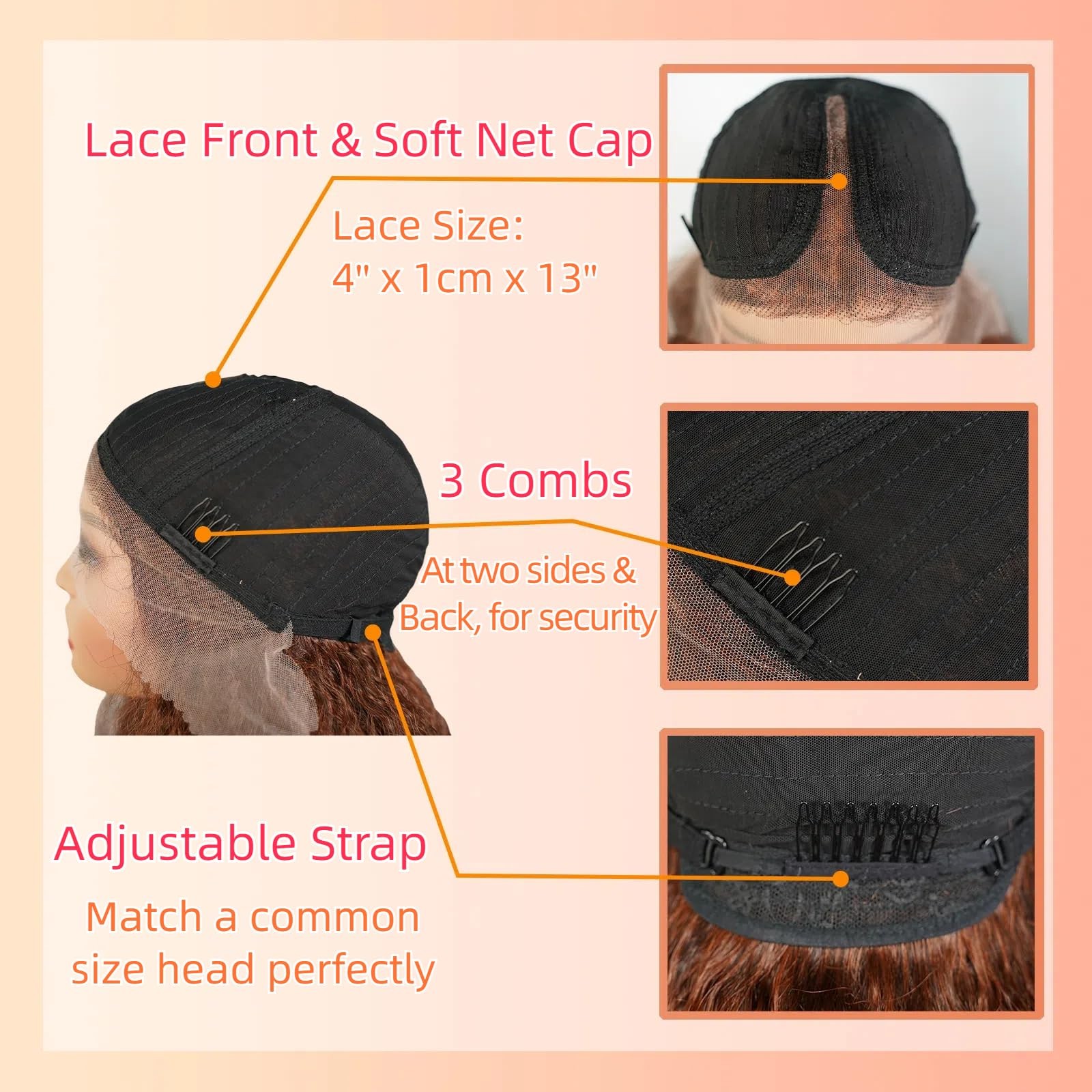 Afro Curly Lace Front Wig for Black Women Copper Red Color Natural Synthetic …