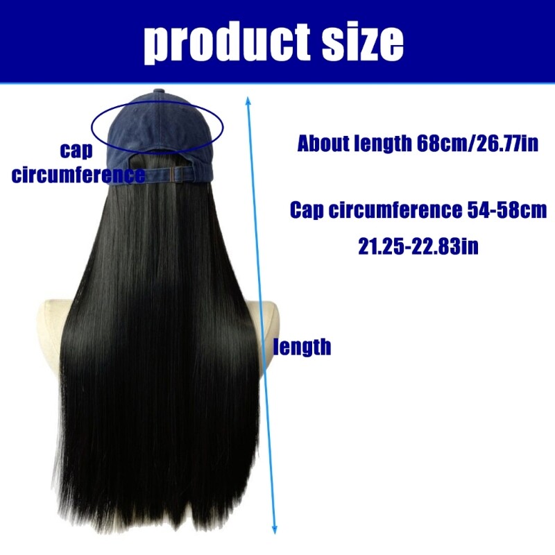 Casual Baseball Hat with Hairpiece Ponytail Hair Extensions for Cosplay Props