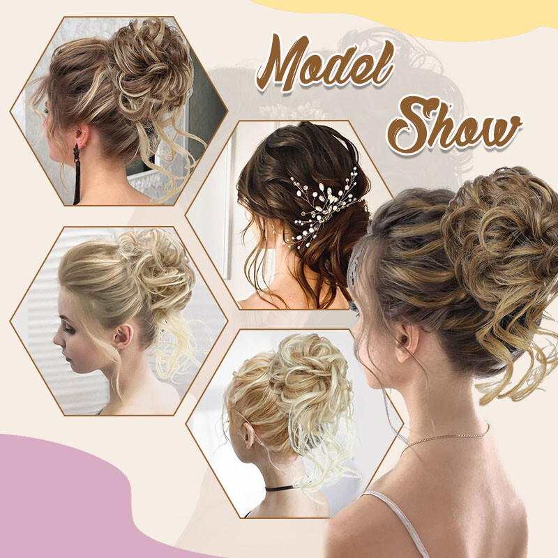 Natural Wrap on Messy Bun Hair Piece Ponytail Hair Extension Wedding Long Updo