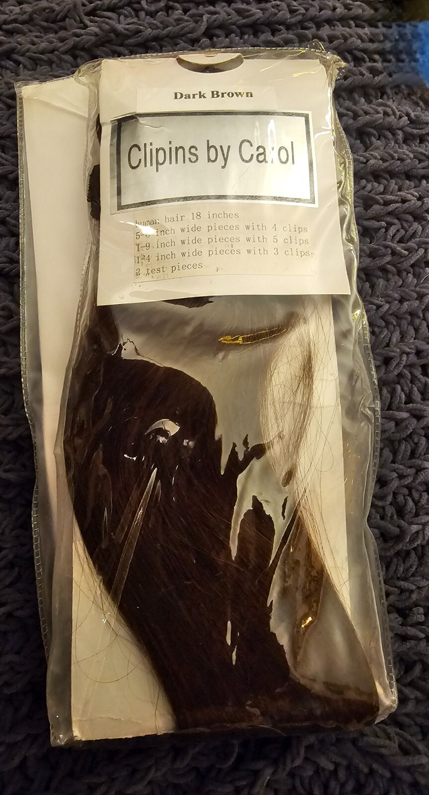 Dark Brown Real Natural Clip-in Hair Extensions by Carol 19 18 inch Pieces