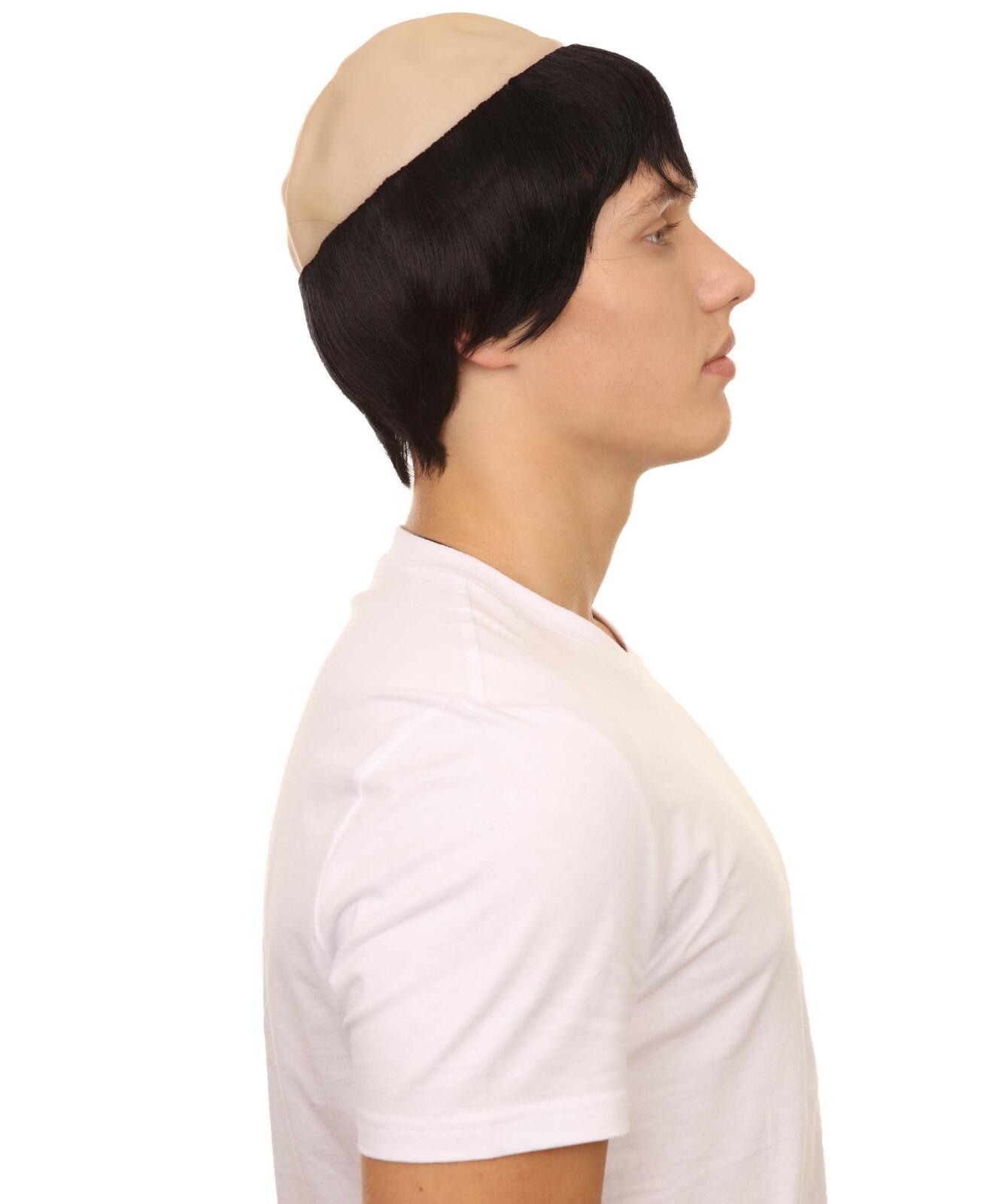 Monk Mens Wig | Black Hair With Bald Cap HM-271