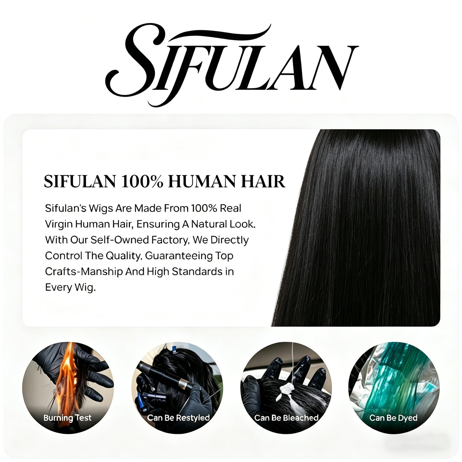 Sifulan Straight Lace Front Wigs Human Hair 13X4 Hd Transparent Lace Front Wig