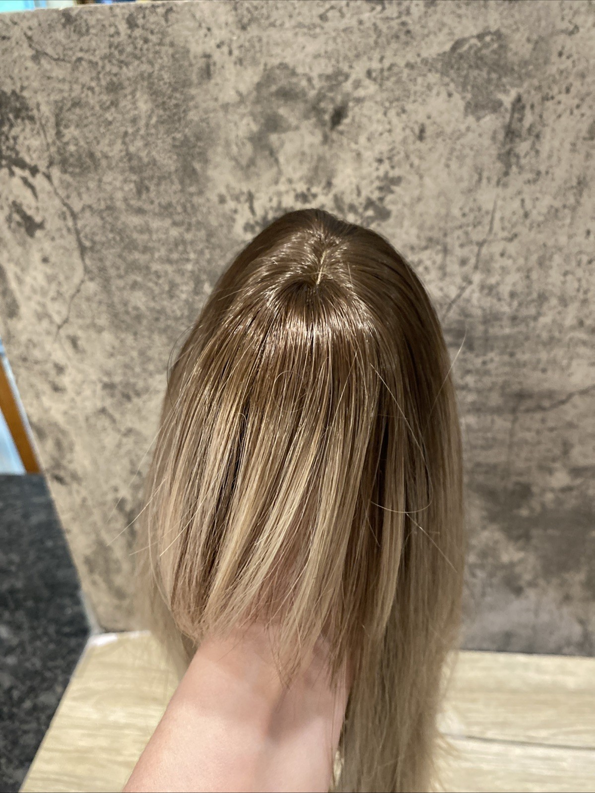 Woman’s wig brown with blonde highlights brown roots blonde hair bob wig