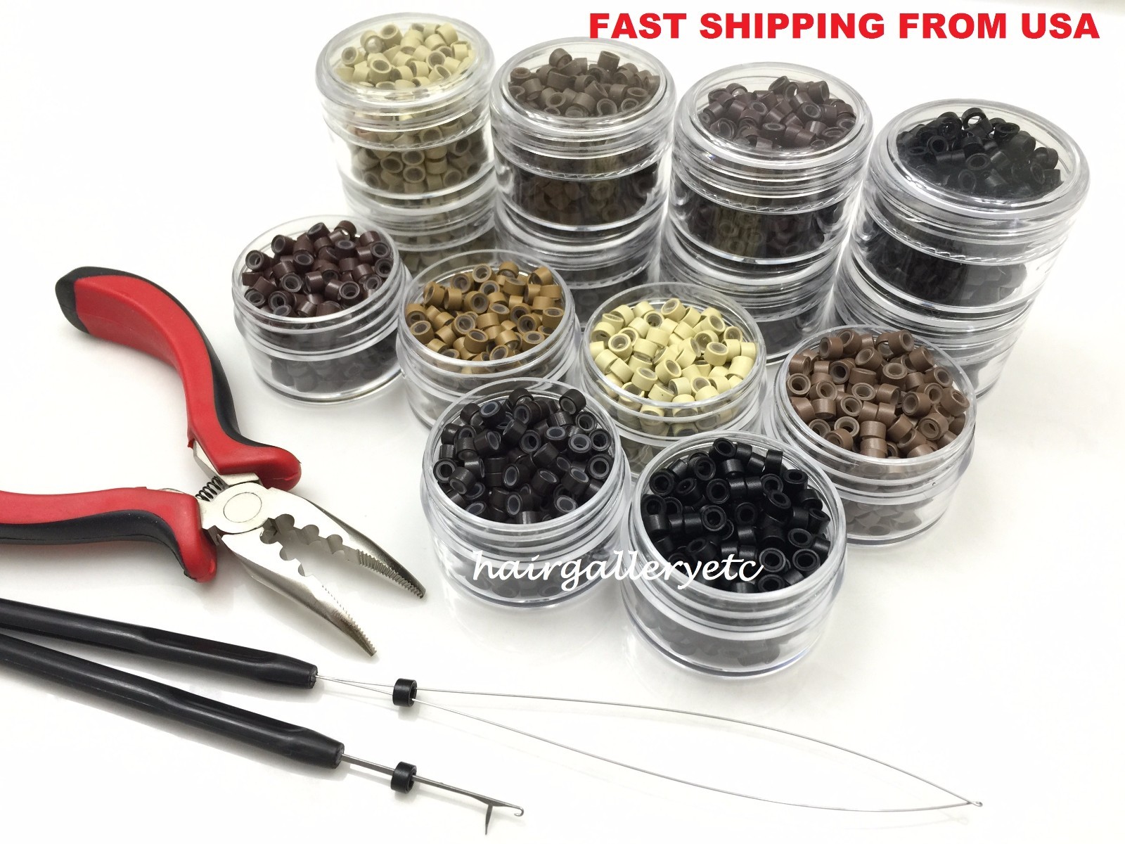 250 SILICONE MICRO BEADS Feather I TIP Hair Extension TOOL KIT PLIERS LOOP HOOK