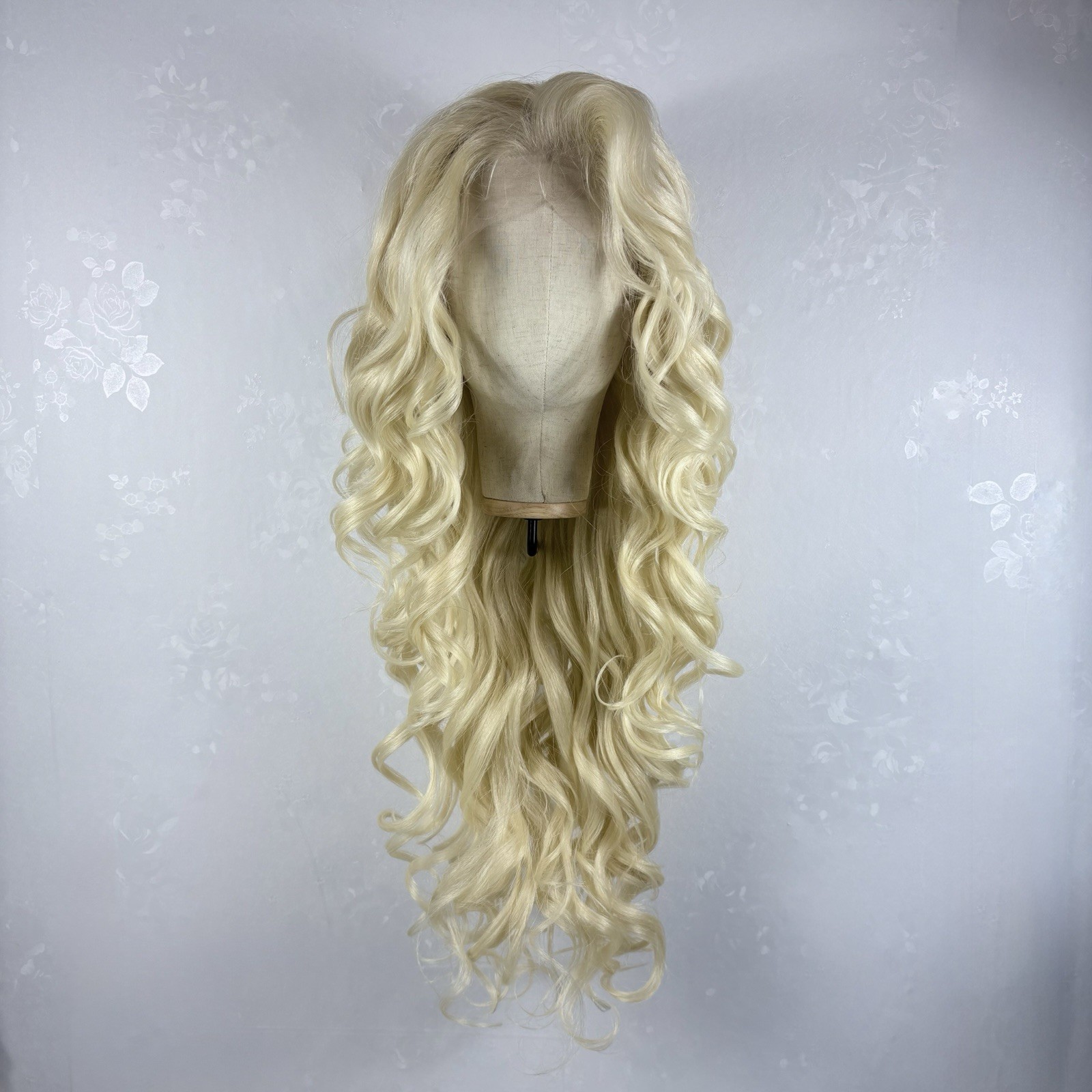 Daily WIG! 30” Long Curly, Bleach Blonde long Human hair blend, Lace front