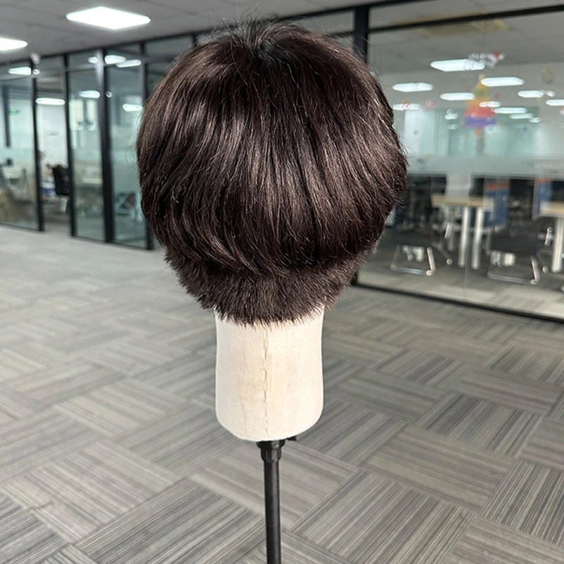 Side Fringe Hairstyle Male Wigs Human Hair Full Lace Wigs For Men Short Bob Cut