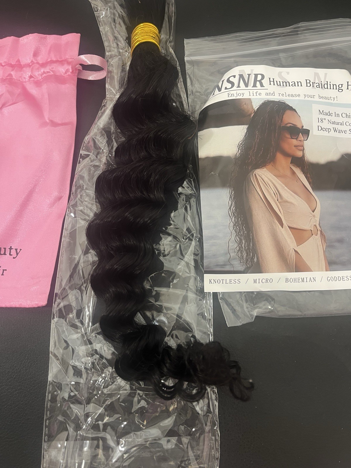 YNSNR 100% Human Braiding Hair 18″ INCH Natural Color Deep Wave 50g Grams