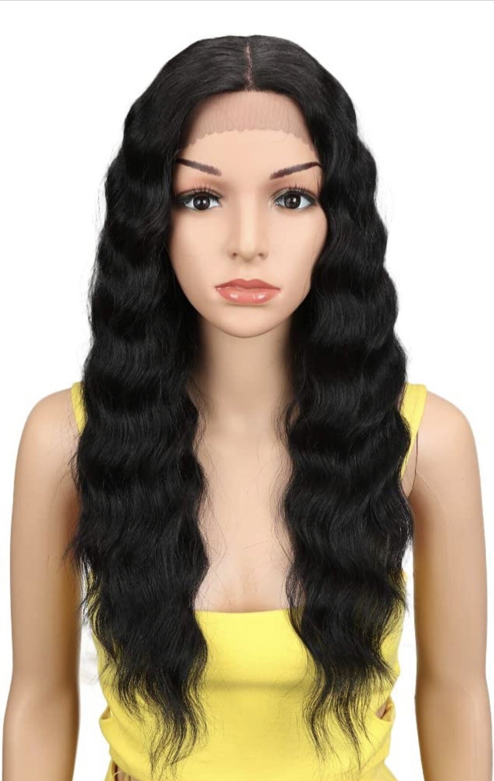 Long 30in lace front black curly human hair