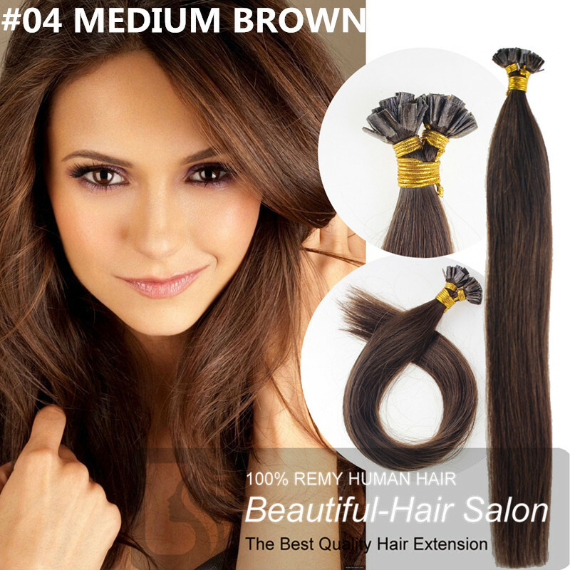 7A 14″-30″ Pre Bonded Flat Tip Keratin Remy Human Hair Extensions 1G thick hair