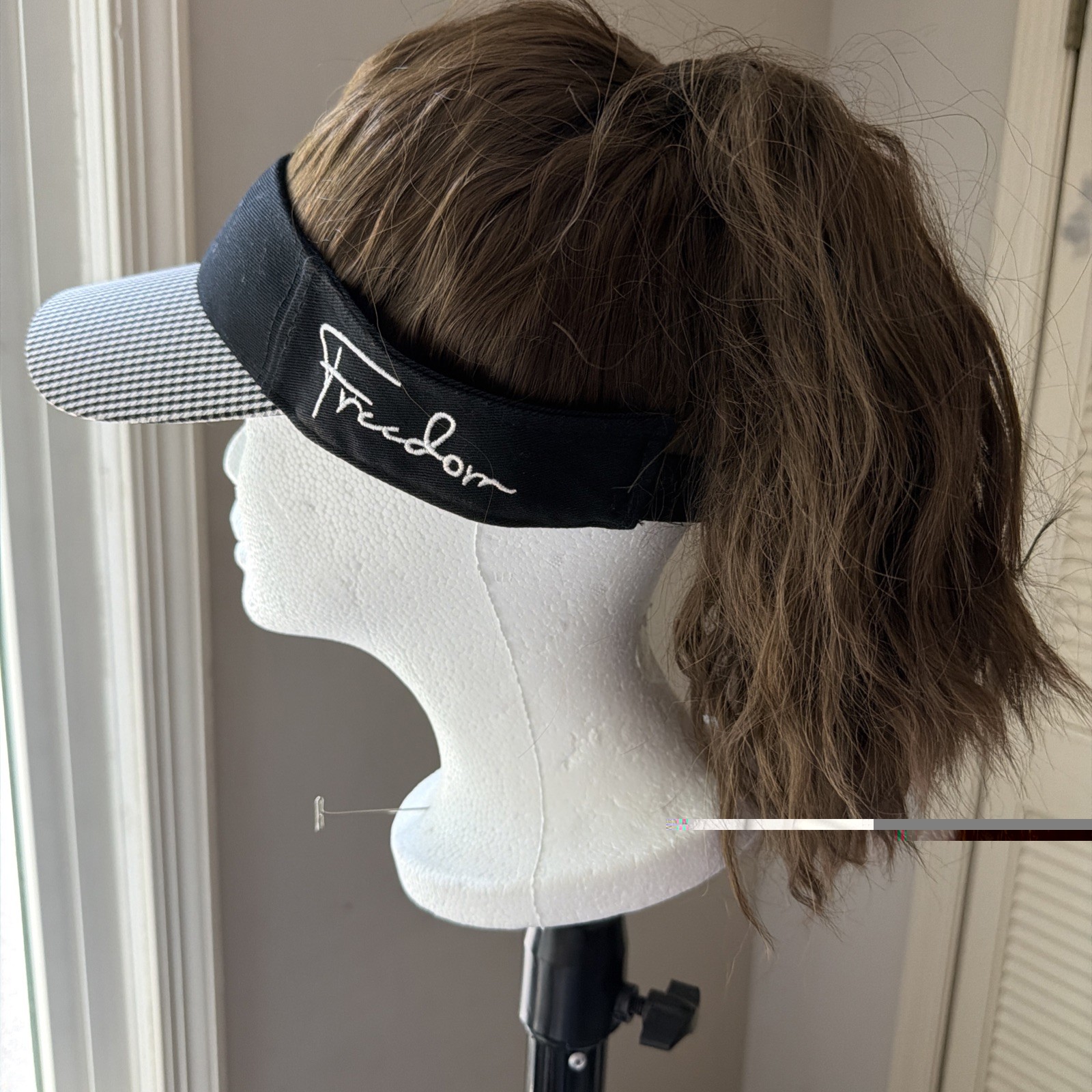 Baseball Cap with Hair: Brown Ponytail Black Hat Hair Freedom