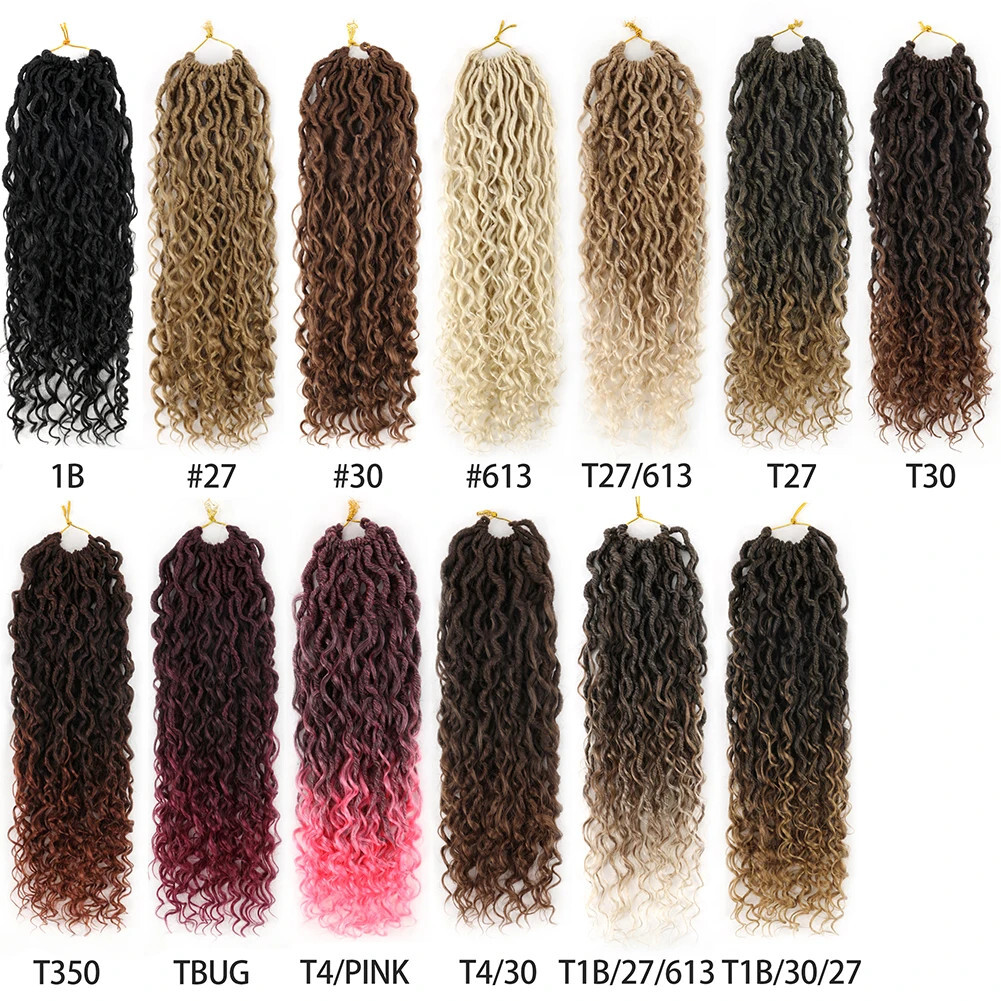 14″ – 24″ Faux Locs River Curly Crochet Hair Boho Goddess Braid Hair Extensions