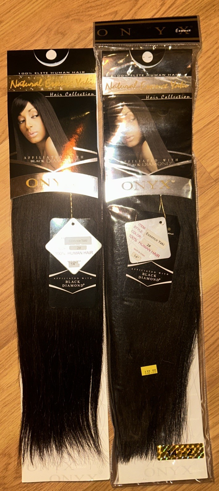 100% Human Hair Ext. ONYX Black Diamond 14”inch Color #2. 2 Pack for $45