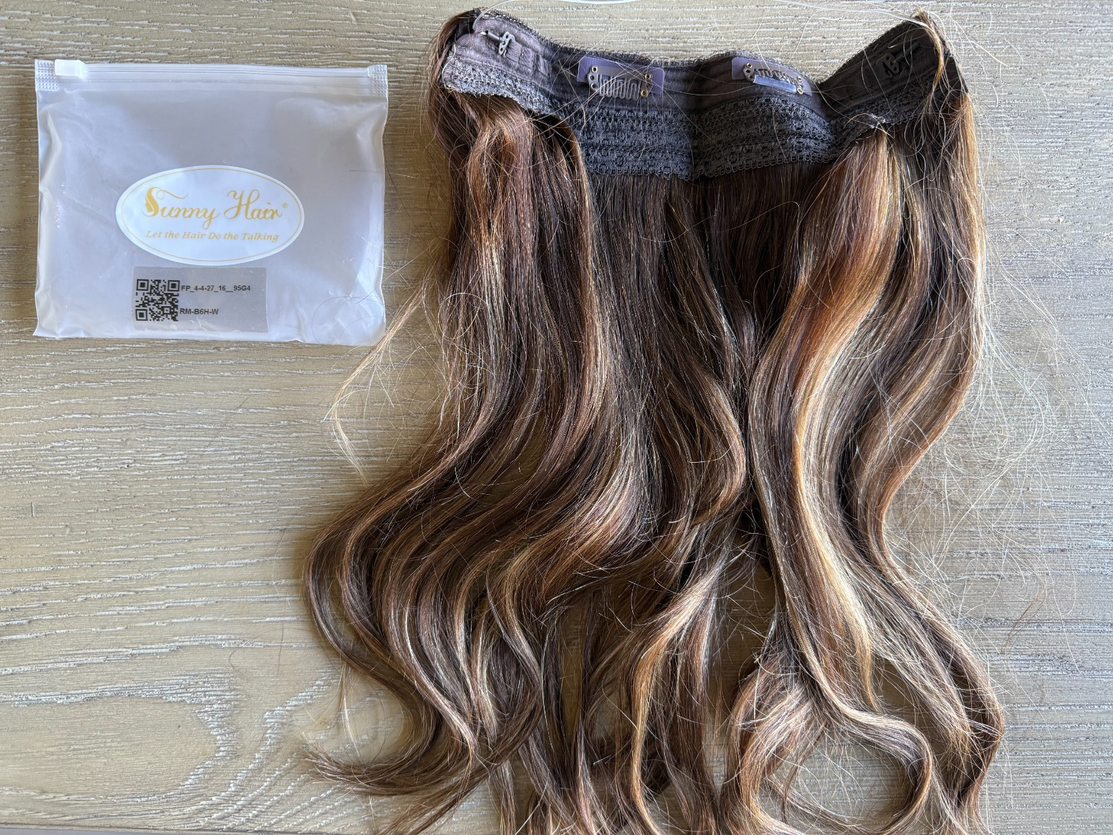 [Openbox] 16 Inches Sunny Hair Halo Human Hair Extensions #4/4/27 Brown Mix 95g